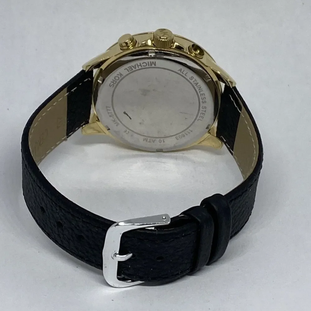 Michael Kors MK5777 Women's Black Leather Analog Dial Quartz Wrist Watch HK1056